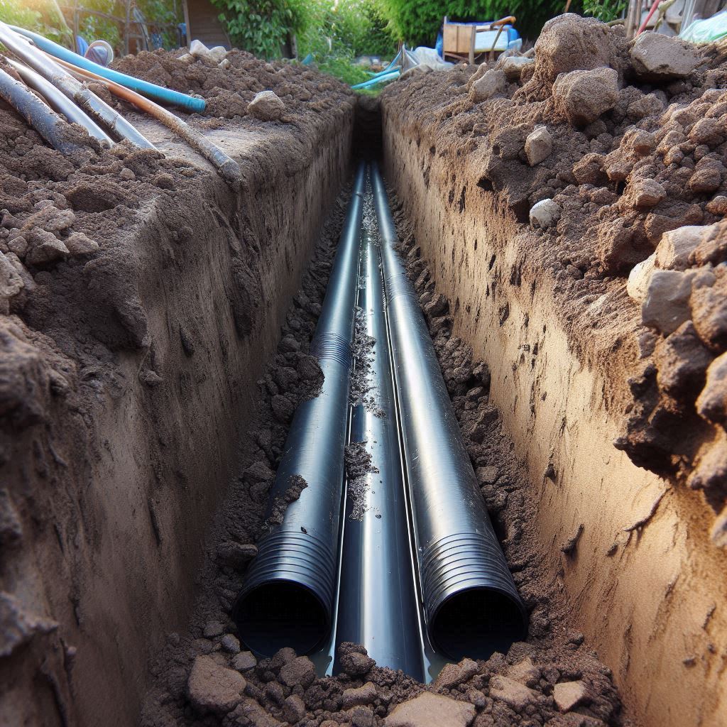 How To Make A Useful Geothermal Heating/Cooling System 2 pipes in trench 2