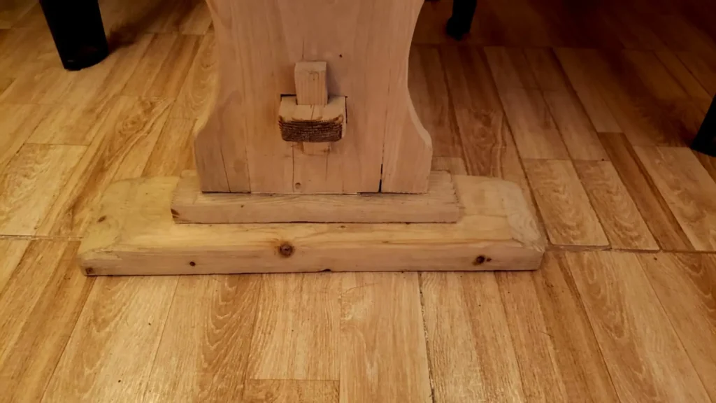 How To Build A Gorgeous Farmhouse Table from Scratch 7 wedge fixing of table leg spreader