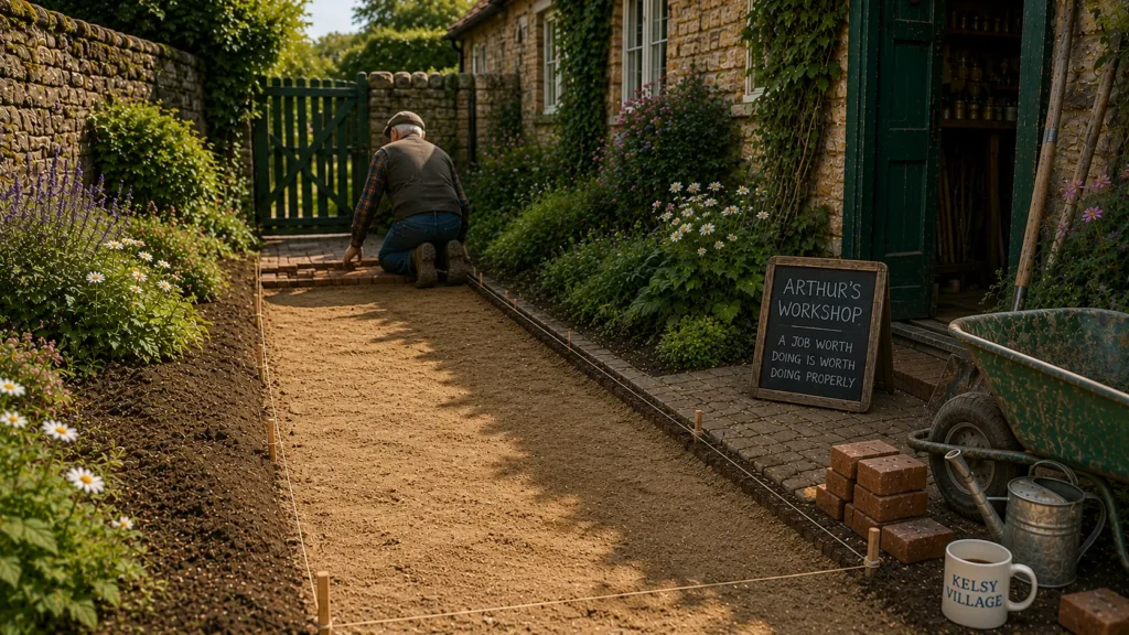 How To Make An Easy Brick Herringbone Path 6 Arthur beginning path