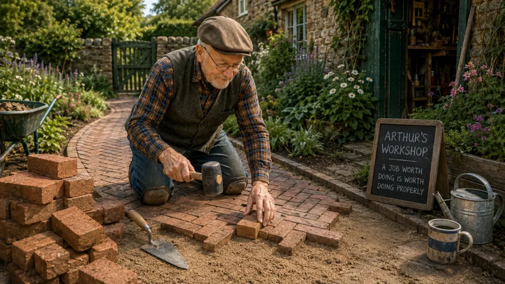 How To Make An Easy Brick Herringbone Path 7 Arthurs herringbone path