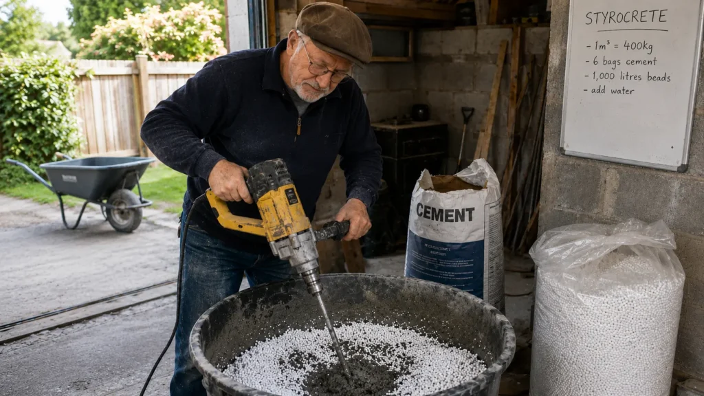 Man mixing styrocrete
