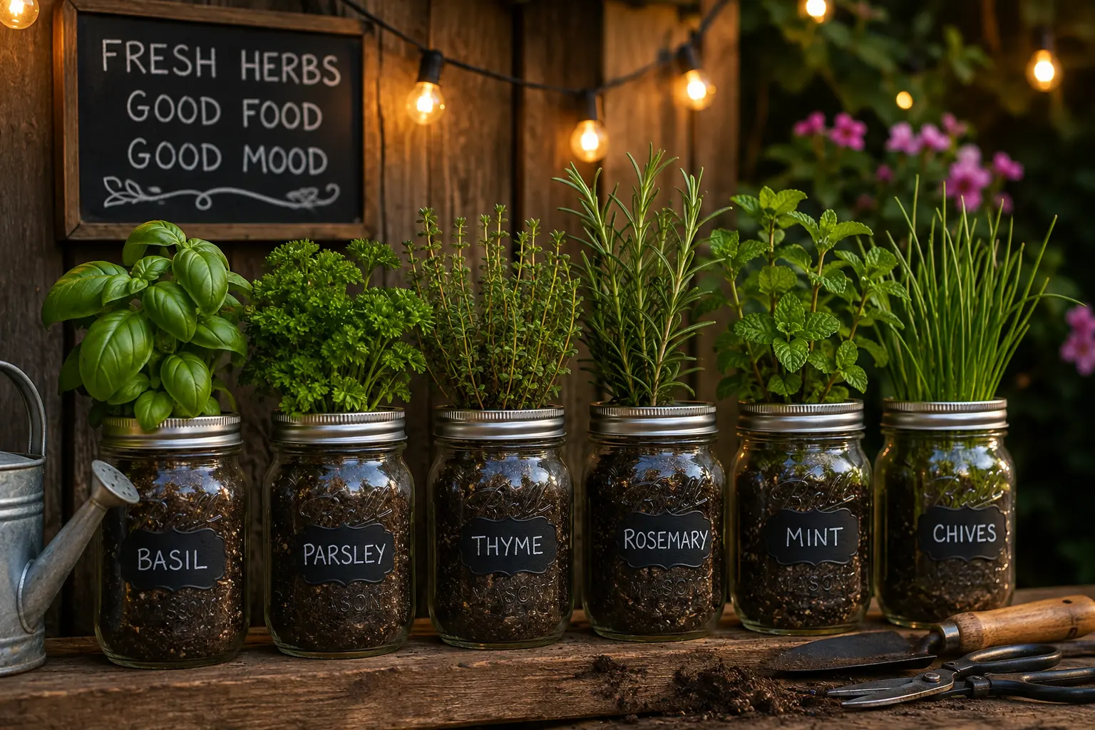 mason jar herb garden